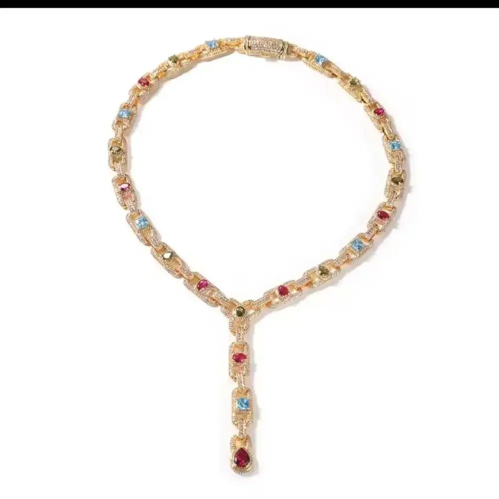 Multi Coloured Diamond Necklace 19 Inch 3 E 93